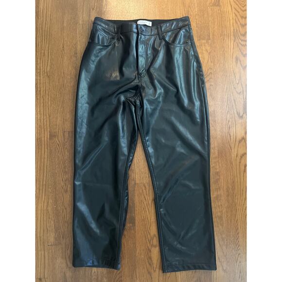Abercrombie The 90’s Straight Ultra High Rise Faux Leather Jeans Sz 14/32 - Picture 7 of 11